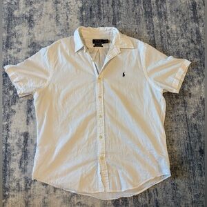 Ralph Lauren Short Sleeve Button Down Shirt in Crisp White